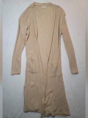 By Together Open Duster Cardigan Sz S Beige Full Length Long Sleeves W/ Pockets